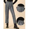 imageAllegra K Womens Plaid Pants High Waisted Vintage Tartan Checkered Cropped Casual Work PantsBlack White