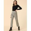imageAllegra K Womens Plaid Pants High Waisted Vintage Tartan Checkered Cropped Casual Work PantsBlue Brown