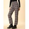 imageAllegra K Womens Plaid Pants High Waisted Vintage Tartan Checkered Cropped Casual Work PantsBrown