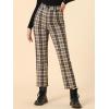 imageAllegra K Womens Plaid Pants High Waisted Vintage Tartan Checkered Cropped Casual Work PantsDark Brown
