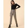 imageAllegra K Womens Plaid Pants High Waisted Vintage Tartan Checkered Cropped Casual Work PantsDark Brown