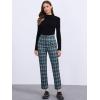 imageAllegra K Womens Plaid Pants High Waisted Vintage Tartan Checkered Cropped Casual Work PantsNavy Blue
