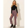 imageAllegra K Womens Plaid Pants High Waisted Vintage Tartan Checkered Cropped Casual Work PantsRed
