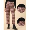 imageAllegra K Womens Plaid Pants High Waisted Vintage Tartan Checkered Cropped Casual Work PantsRed Black