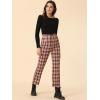 imageAllegra K Womens Plaid Pants High Waisted Vintage Tartan Checkered Cropped Casual Work PantsRed Black