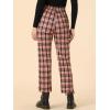 imageAllegra K Womens Plaid Pants High Waisted Vintage Tartan Checkered Cropped Casual Work PantsRed Black