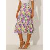 imageAllegra K Womens Printed Skirt 2025 Weekend Trendy Summer Chiffon Ruffle Tiered Flowy Midi SkirtsPurple Yellowfloral