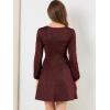 imageAllegra K Womens Vintage Plaid Dress Retro Square Neck Long Sleeve Office Work Christmas Mini DressesRedgold