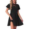 imageAllegra K Gothic Dress for Women Halloween Party Dress with Lace Mock Neck ALine Vintage Cocktail DressesBlack