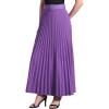 imageAllegra K Long Pleated Skirt for Womens Elastic High Waist with Belt Swing Aline Work Maxi SkirtPurple
