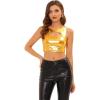 imageAllegra K Metallic Crop Top for Womens Sleeveless Cut Out Party Clubwear Holographic Tank TopsGold