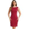 imageAllegra K Sheath Dress for Womens Business Teacher Sleeveless Boat Neck Professional Office DressesBurgundy