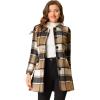 imageAllegra K Womens Buffalo Checks Shacket Button Down Peter Pan Collar Long Winter Plaid CoatBrown