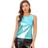 imageAllegra K Womens Halloween Shiny Top Party Club Cami Sparkly Metallic Tank TopMint Green