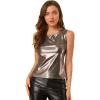 imageAllegra K Womens Halloween Shiny Top Party Club Cami Sparkly Metallic Tank TopPurple Gold