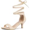 imageAllegra K Womens Kitten Heel Lace Up SandalsBeige