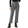 imageAllegra K Womens Plaid Pants High Waisted Vintage Tartan Checkered Cropped Casual Work PantsBlack White
