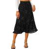 imageAllegra K Womens Printed Skirt 2025 Weekend Trendy Summer Chiffon Ruffle Tiered Flowy Midi SkirtsBlackstar