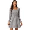 imageAllegra K Womens Vintage Plaid Dress Retro Square Neck Long Sleeve Office Work Christmas Mini DressesPinks