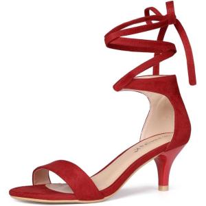 imageAllegra K Womens Kitten Heel Lace Up SandalsRed