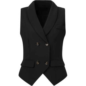 imageAllegra K Womens Suit Vest Double Breasted Business Lapel Dressy Waistcoat VestBlack