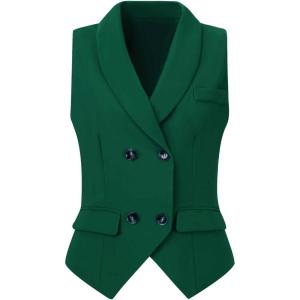 imageAllegra K Womens Suit Vest Double Breasted Business Lapel Dressy Waistcoat VestDark Green