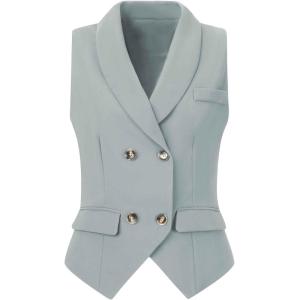 imageAllegra K Womens Suit Vest Double Breasted Business Lapel Dressy Waistcoat VestGray