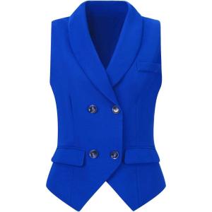 imageAllegra K Womens Suit Vest Double Breasted Business Lapel Dressy Waistcoat VestRoyal Blue