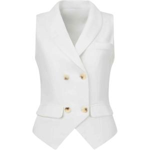 imageAllegra K Womens Suit Vest Double Breasted Business Lapel Dressy Waistcoat VestWhite