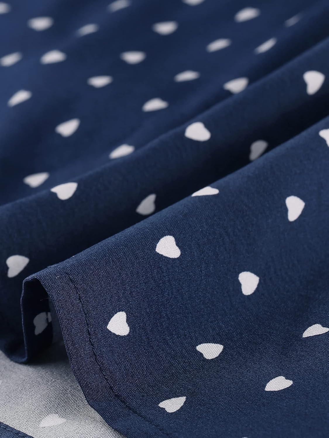 imageAllegra K Womens 1950s Vintage Long Sleeve Printed Button Down TopsDark Blue Heart