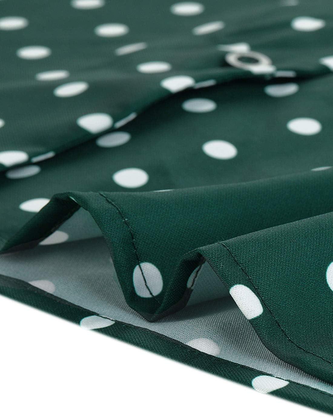 imageAllegra K Womens 1950s Vintage Long Sleeve Printed Button Down TopsGreen Dot