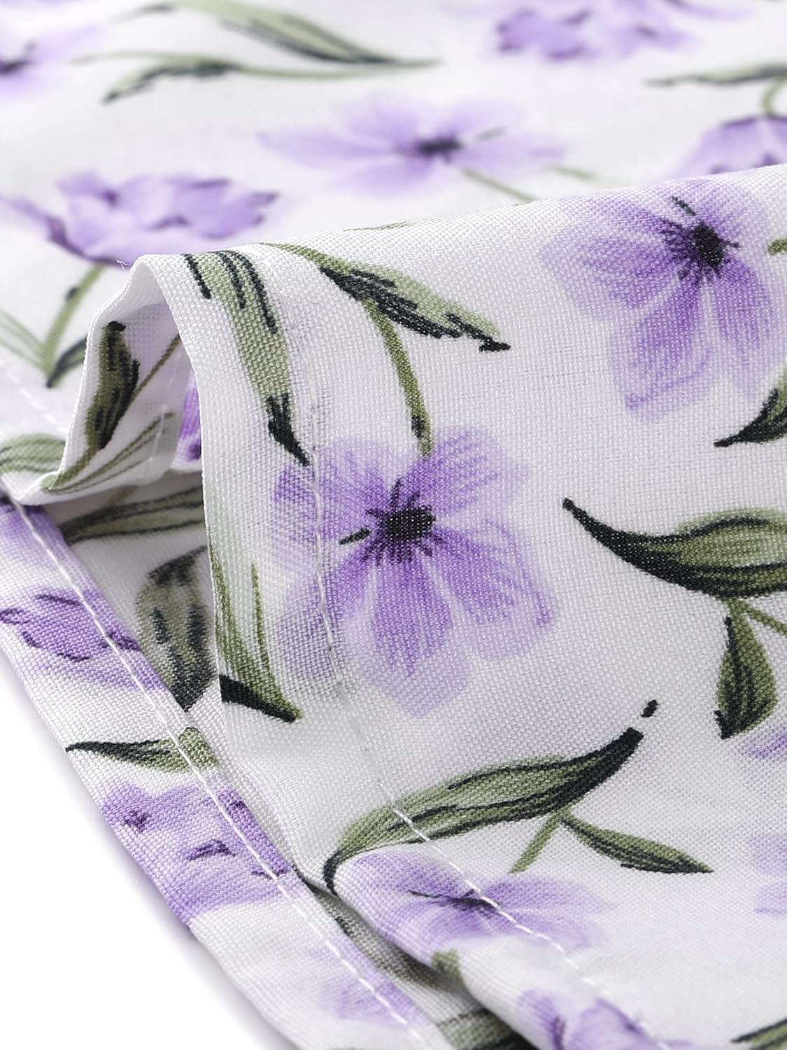 imageAllegra K Womens 1950s Vintage Long Sleeve Printed Button Down TopsWhite Floral