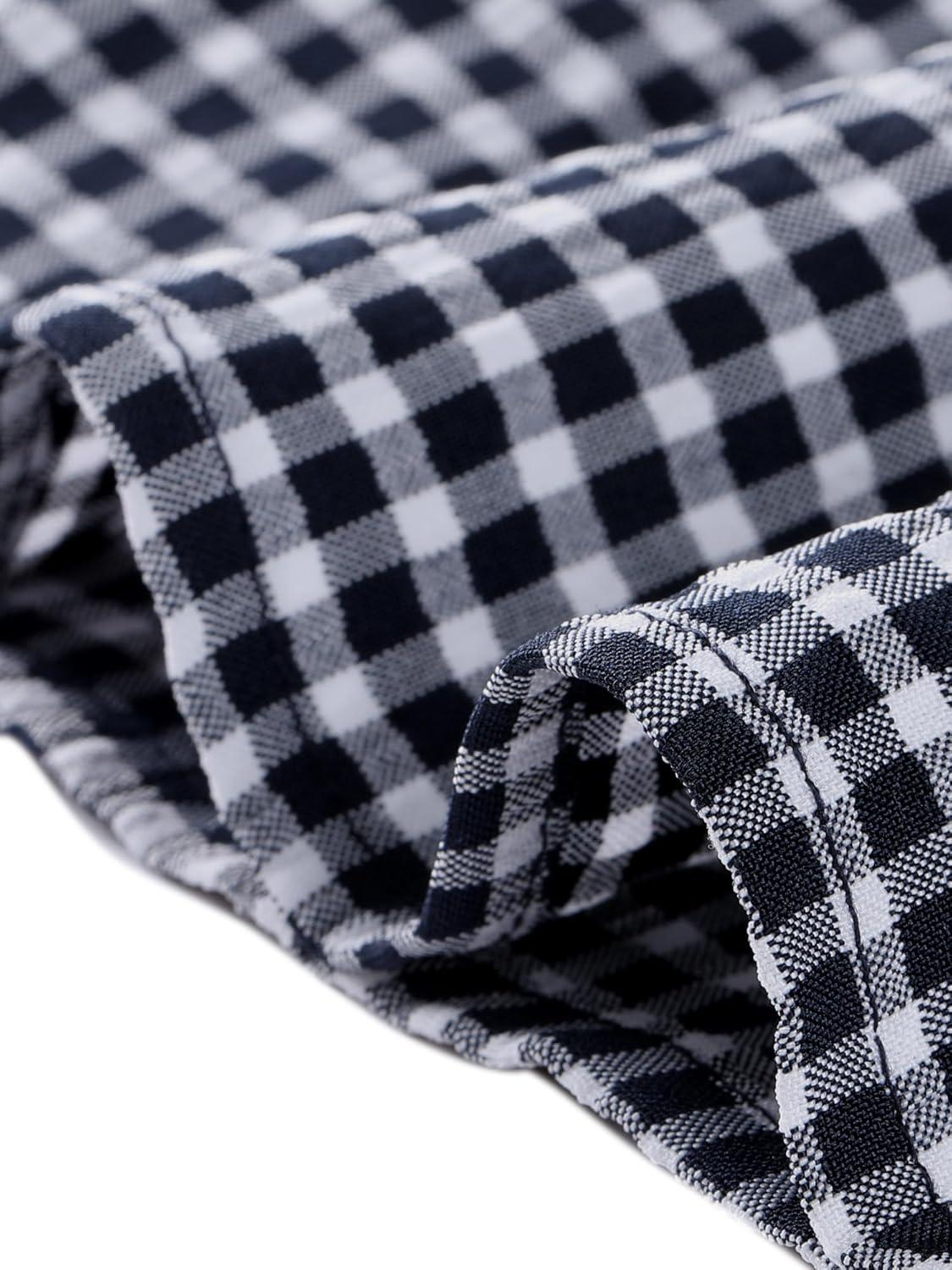 imageAllegra K Womens Bow Tie Neck Blouse Vintage Ruffle Sleeveless Gingham Plaid ShirtDark Blue