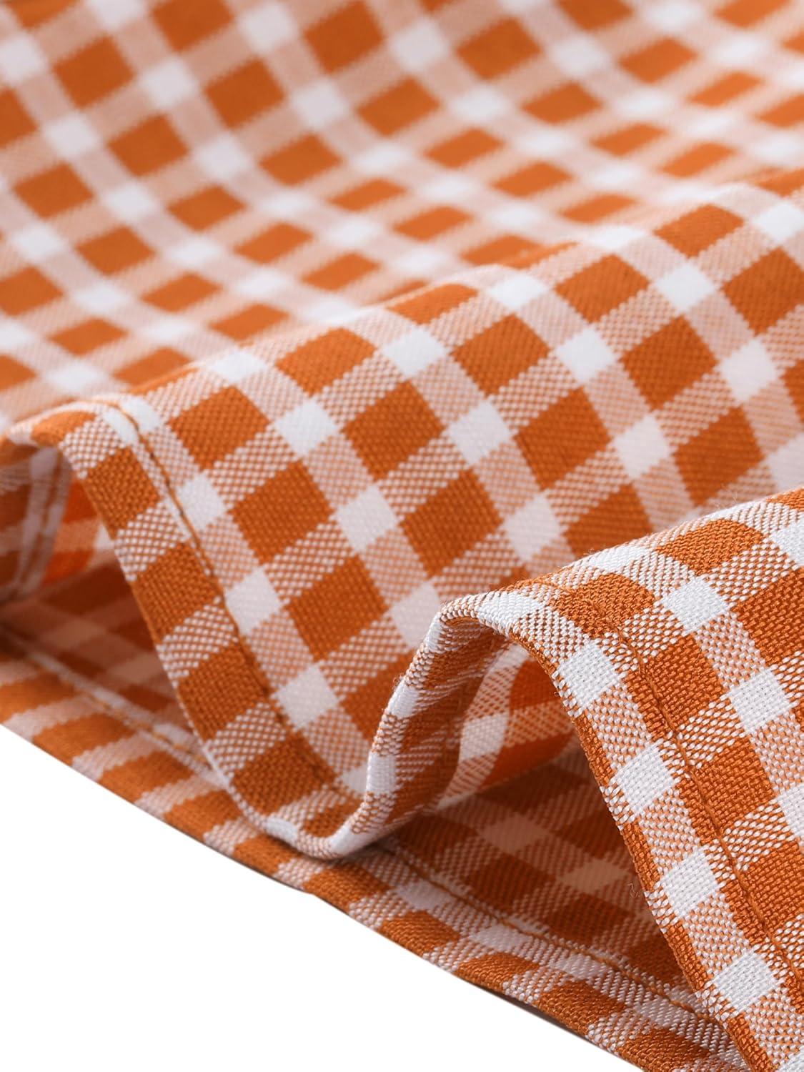imageAllegra K Womens Bow Tie Neck Blouse Vintage Ruffle Sleeveless Gingham Plaid ShirtOrange