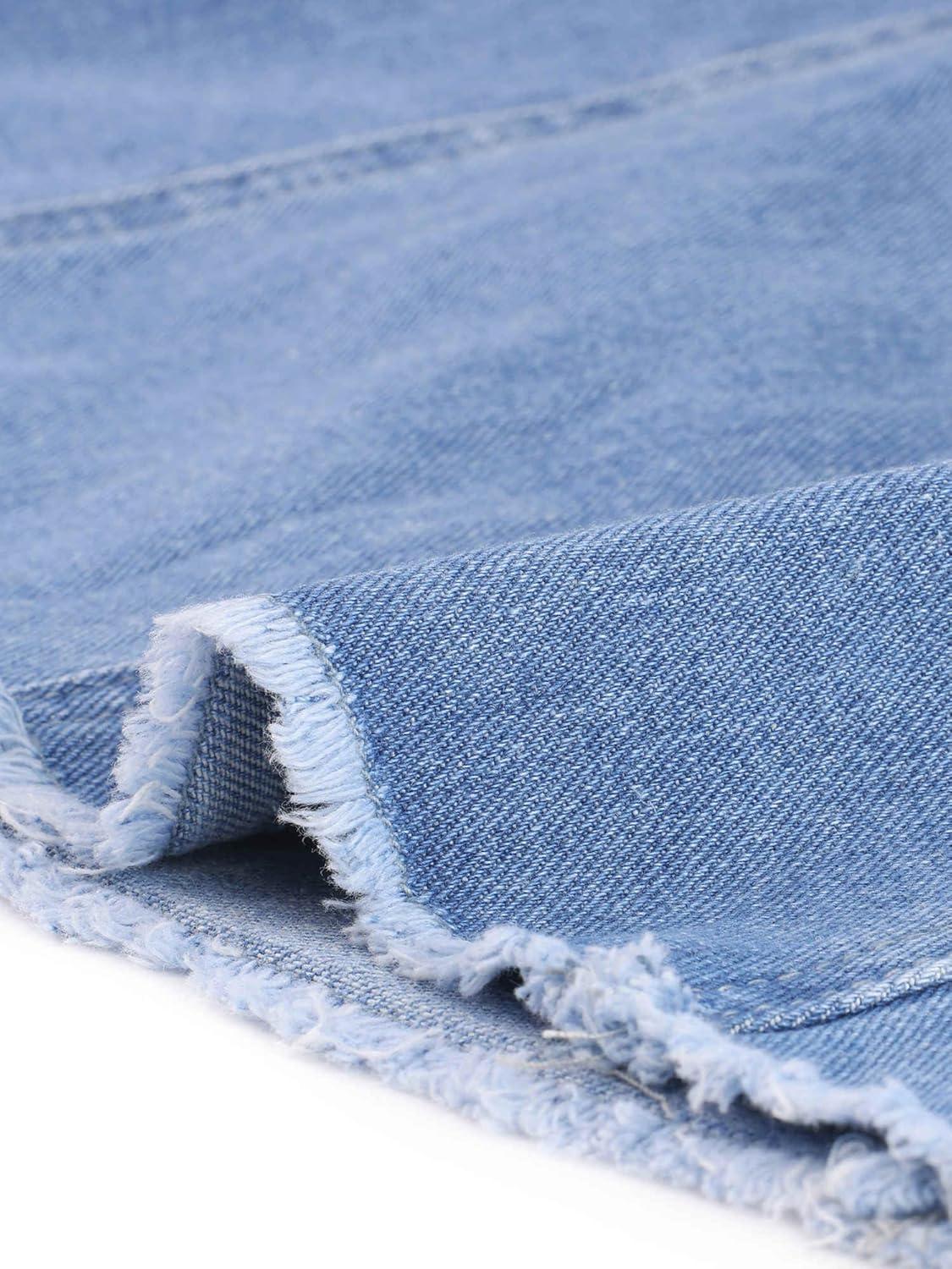 imageAllegra K Womens Denim Skirt Overall Adjustable Strap Braces Mini Suspender Washed Jean SkirtsBlue Frayed