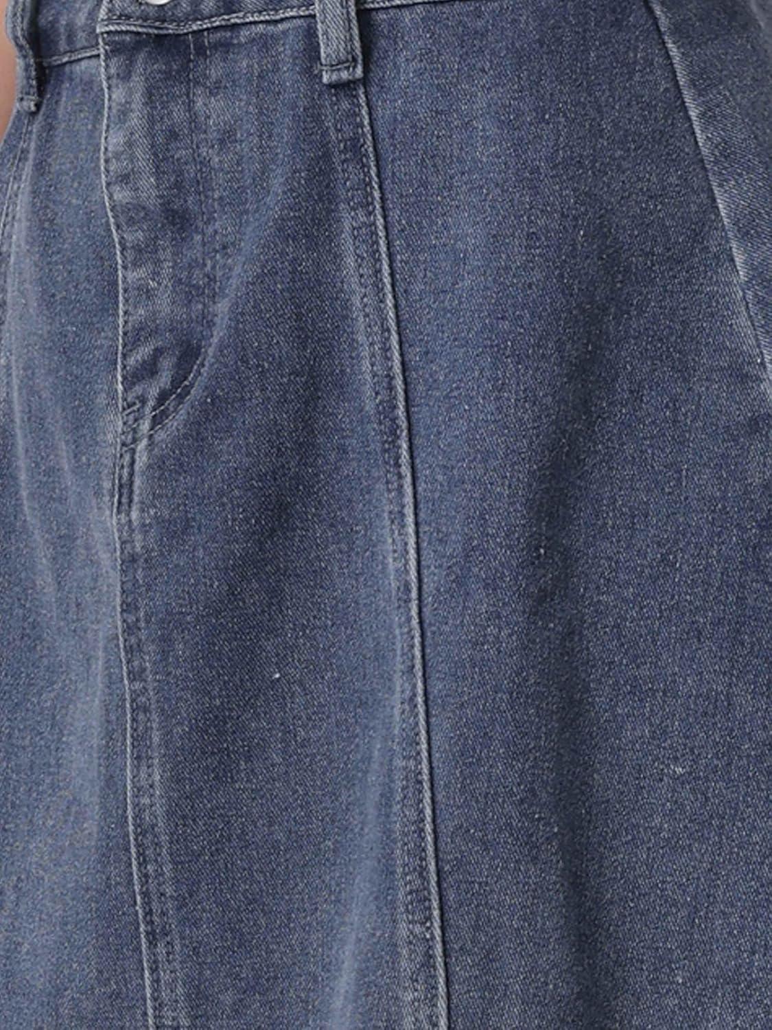 imageAllegra K Womens Denim Skirt Overall Adjustable Strap Braces Mini Suspender Washed Jean SkirtsRetro Blue