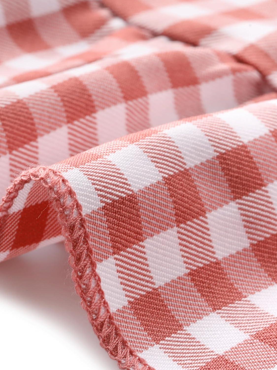 imageAllegra K Womens Gingham Checks Ruffled Peter Pan Collar Cute Mini DressDark Pink