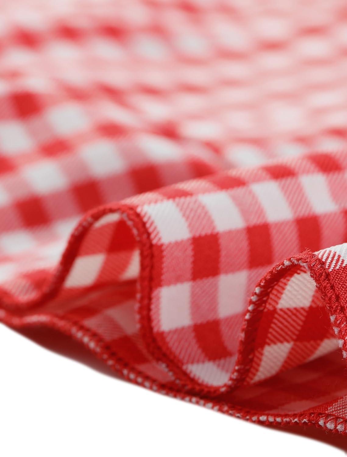 imageAllegra K Womens Gingham Checks Ruffled Peter Pan Collar Cute Mini DressRed
