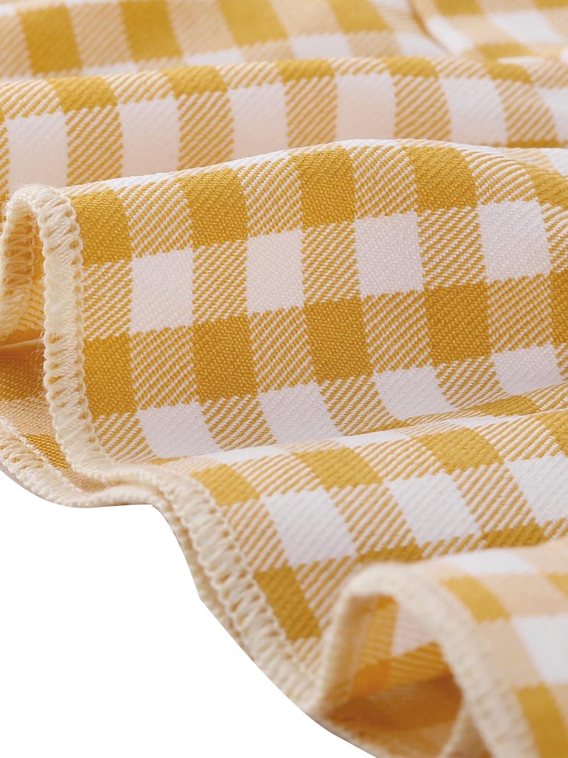 imageAllegra K Womens Gingham Checks Ruffled Peter Pan Collar Cute Mini DressYellow