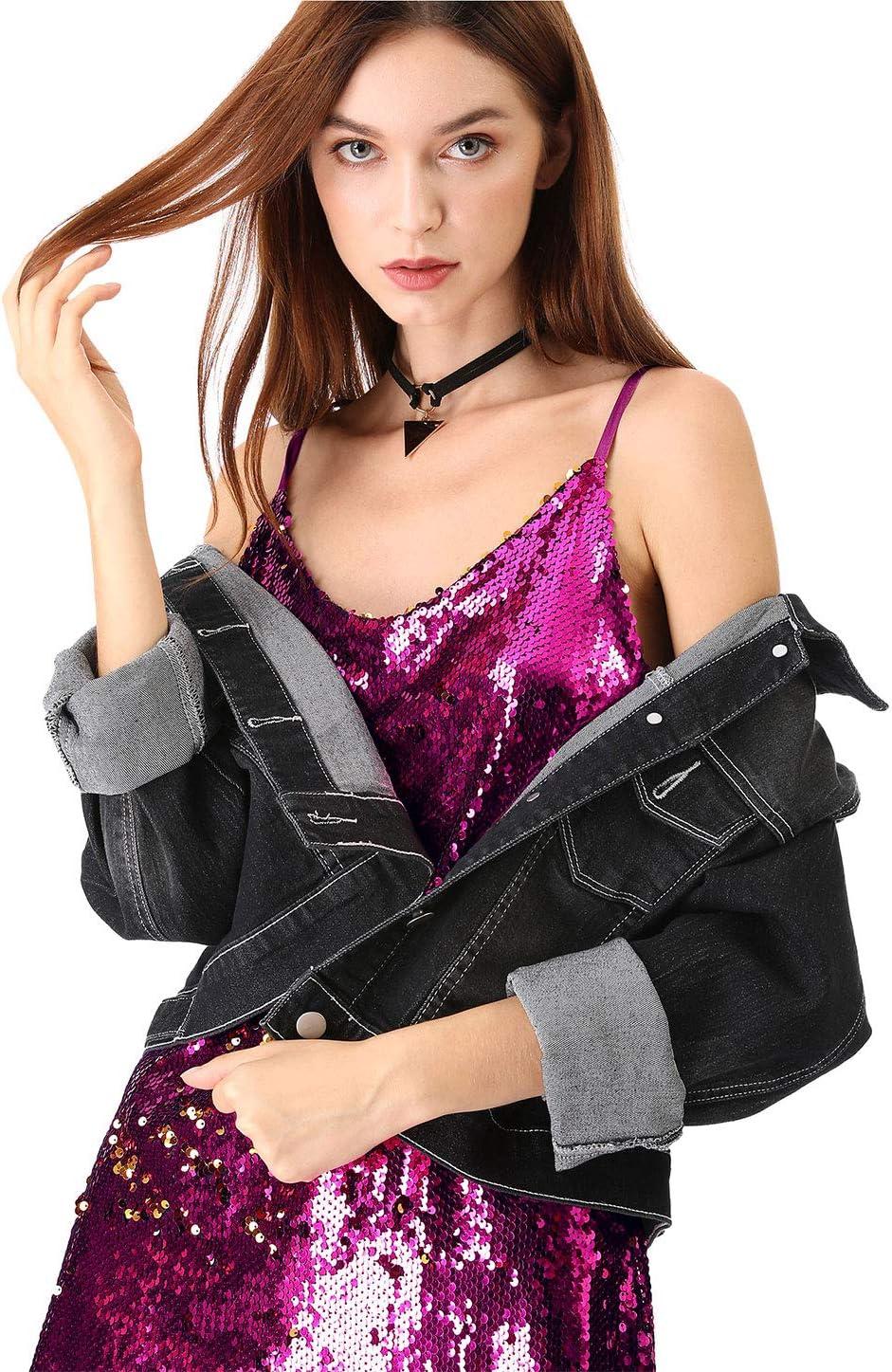 imageAllegra K Womens Glitter Sequin Dress Spaghetti Strap V Neck Party Cocktail Sparkly Mini Dress ClubwearPink