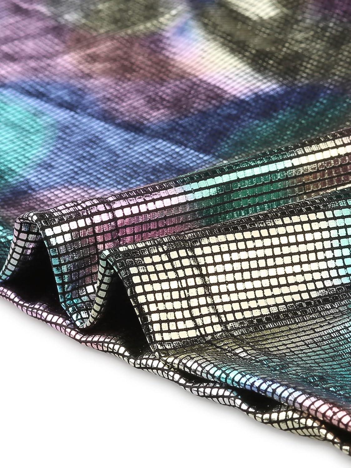 imageAllegra K Womens Metallic Sleeveless High Waist Club Party Disco Holographic DressMulticolor