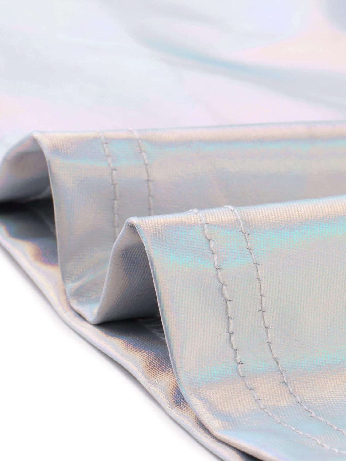 imageAllegra K Womens Metallic Sleeveless High Waist Club Party Disco Holographic DressSilver