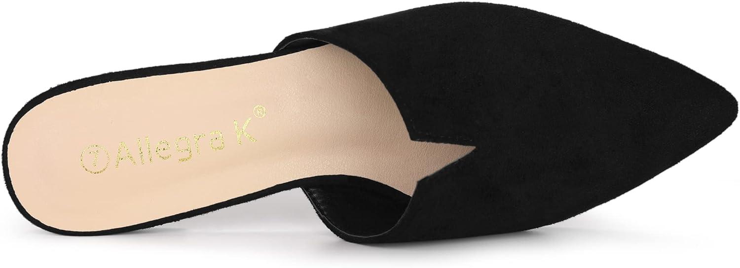 imageAllegra K Womens Mules Pointed Toe Loafer V Shape Flat Slides Backless Shoes