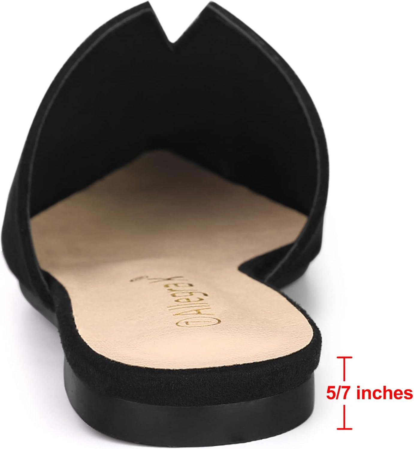 imageAllegra K Womens Mules Pointed Toe Loafer V Shape Flat Slides Backless Shoes