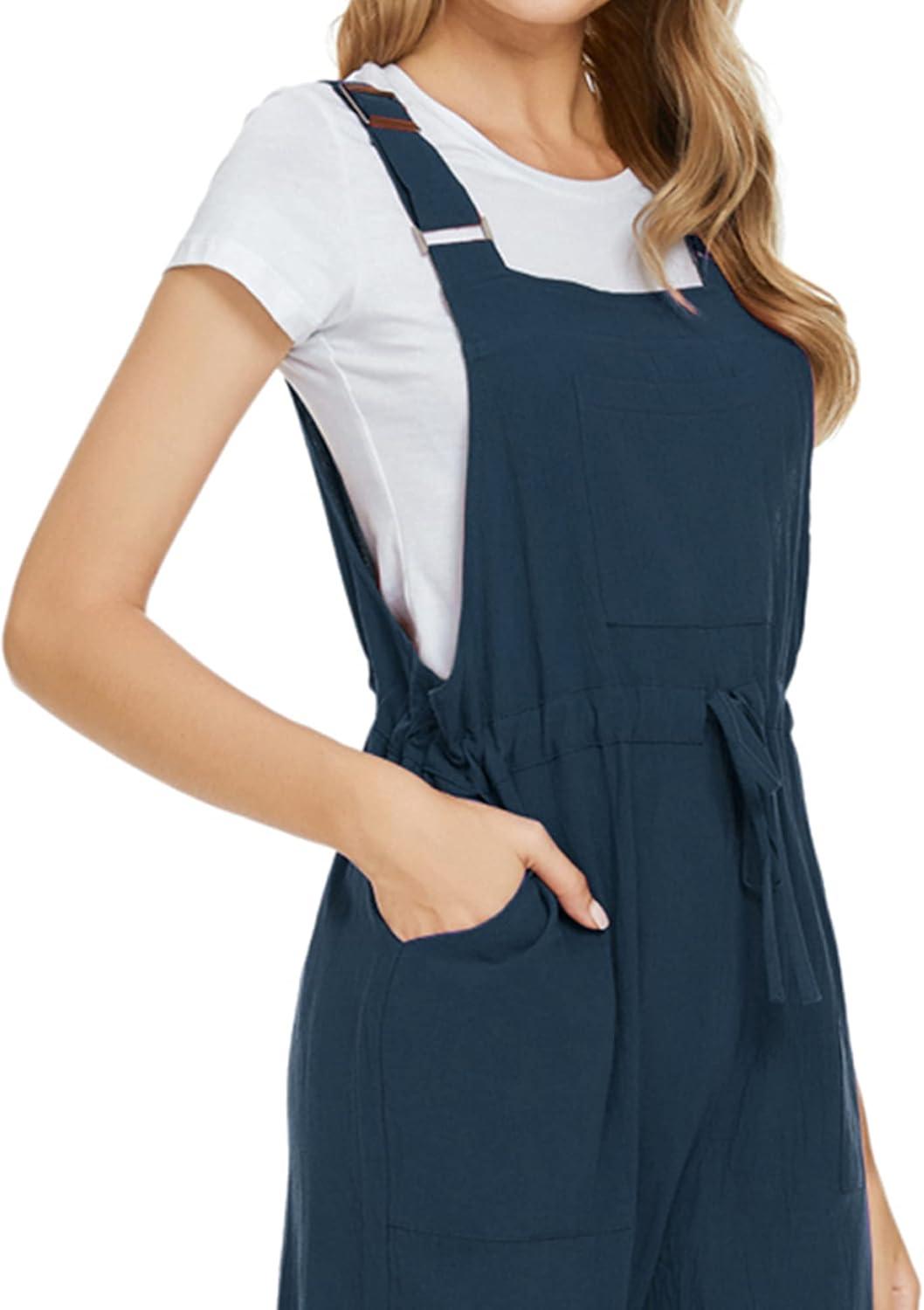 imageAllegra K Womens Overalls Adjutable Strap Drawstring Suspenders Jumpsuit