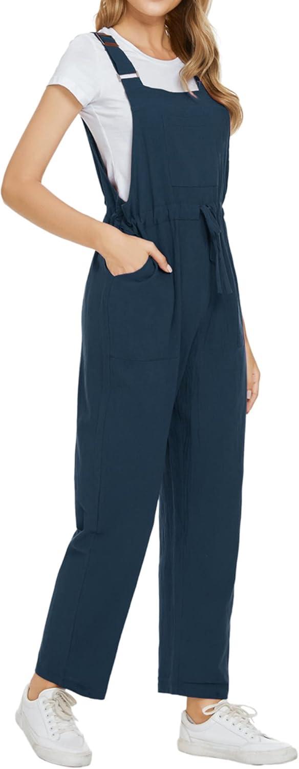 imageAllegra K Womens Overalls Adjutable Strap Drawstring Suspenders Jumpsuit