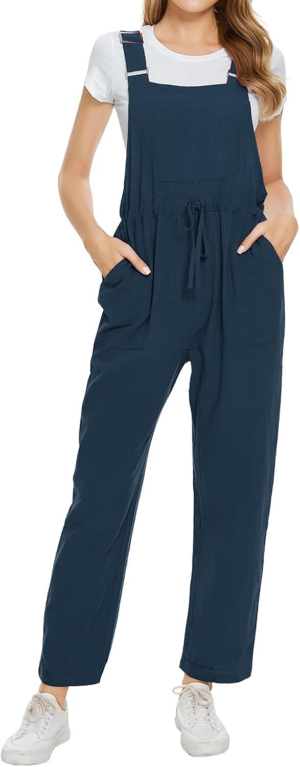 imageAllegra K Womens Overalls Adjutable Strap Drawstring Suspenders Jumpsuit