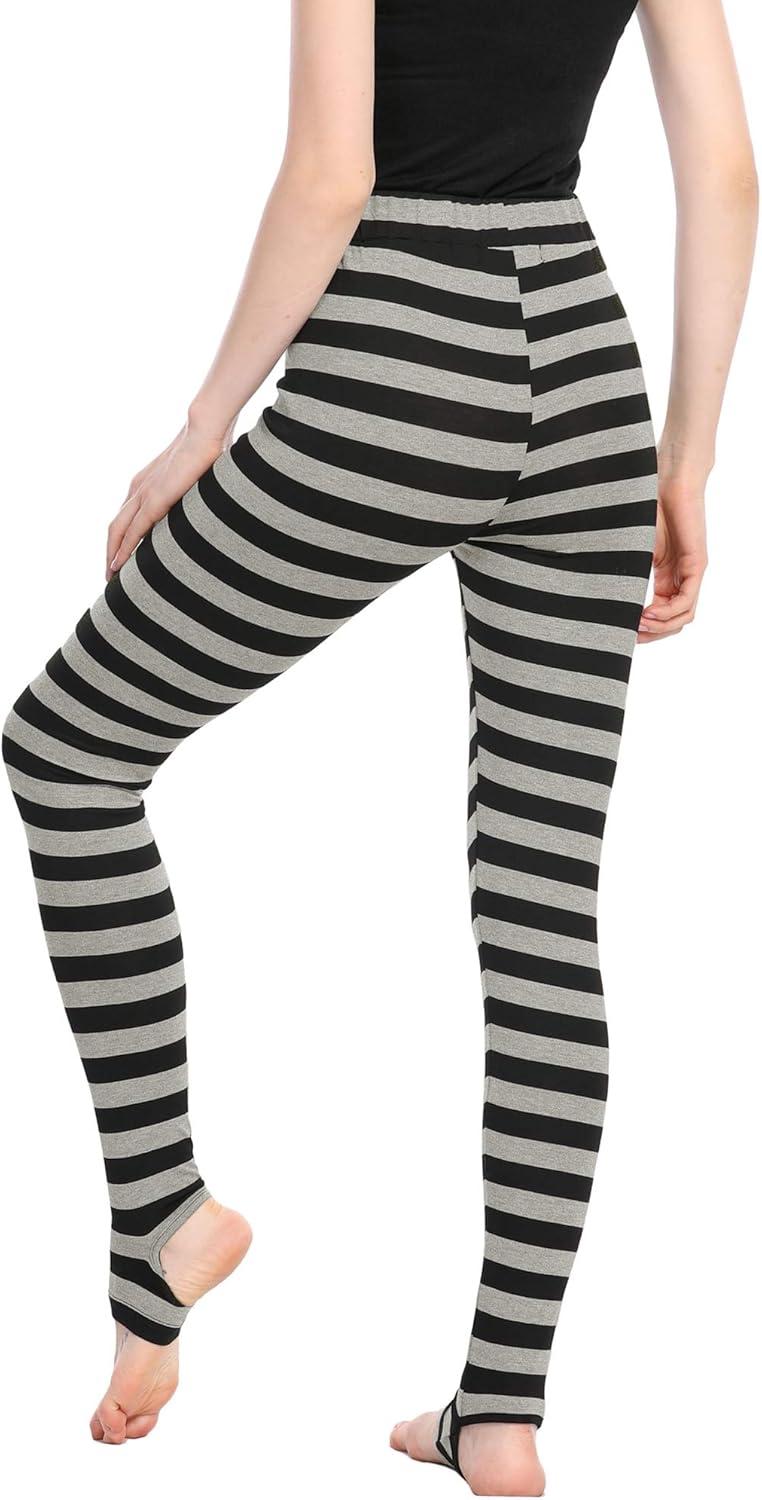 imageAllegra K Womens Rainbow Leggings Printed High Waist Elastic Waistband Party Yoga Stirrup PantsBlack Greystripe