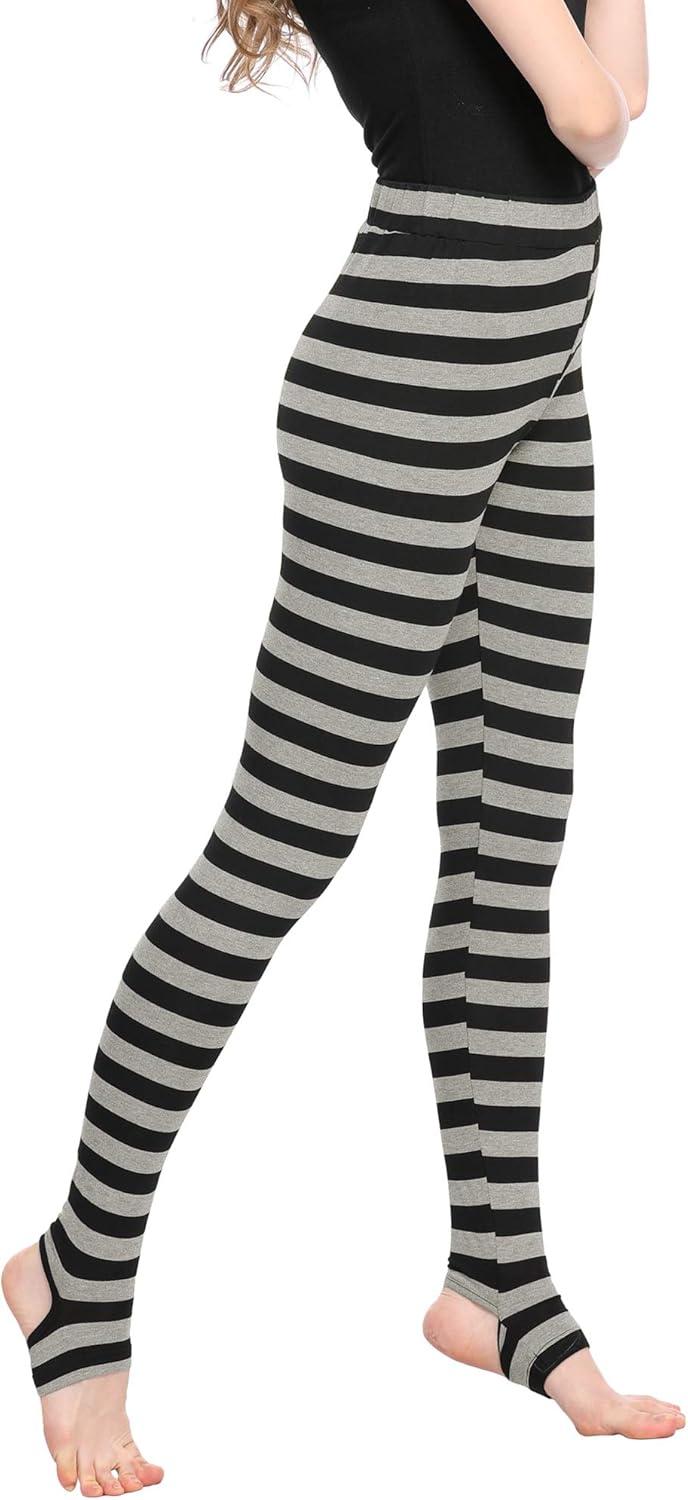imageAllegra K Womens Rainbow Leggings Printed High Waist Elastic Waistband Party Yoga Stirrup PantsBlack Greystripe