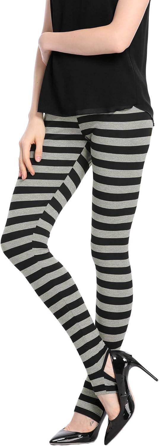 imageAllegra K Womens Rainbow Leggings Printed High Waist Elastic Waistband Party Yoga Stirrup PantsBlack Greystripe